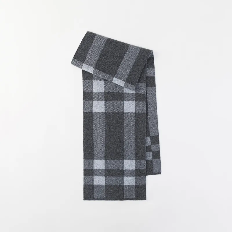 NAVIGARE Sheep Wool Knit Scarves Unisex Robin Gray Dark Rock Gray/Black-3