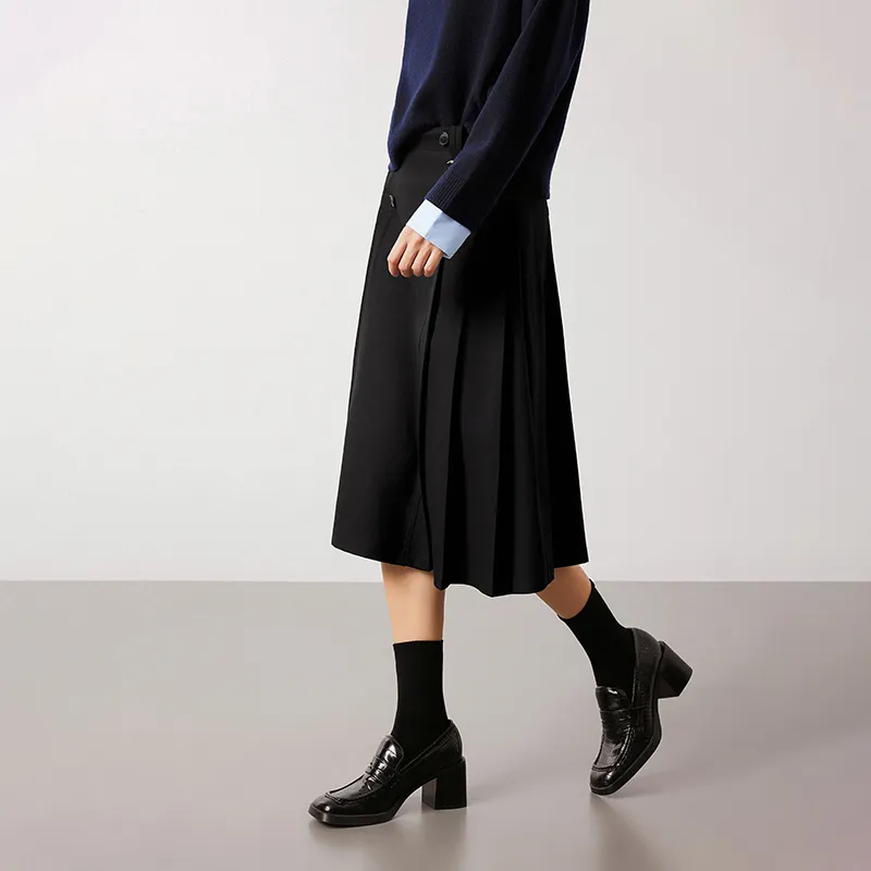 NAVIGARE Casual Long Skirt Women's Night Black-4