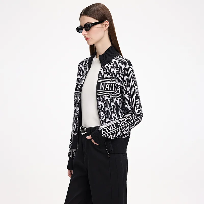 NAVIGARE Knitwear Women's Dark Night Black White-5