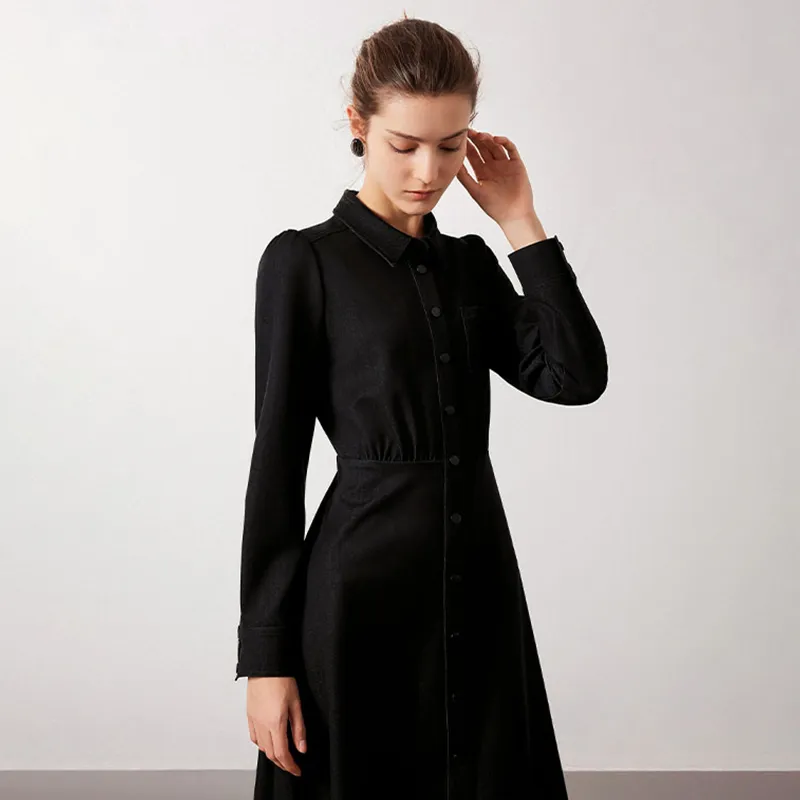 NAVIGARE Long Sleeved Dress Women's Night Black-3