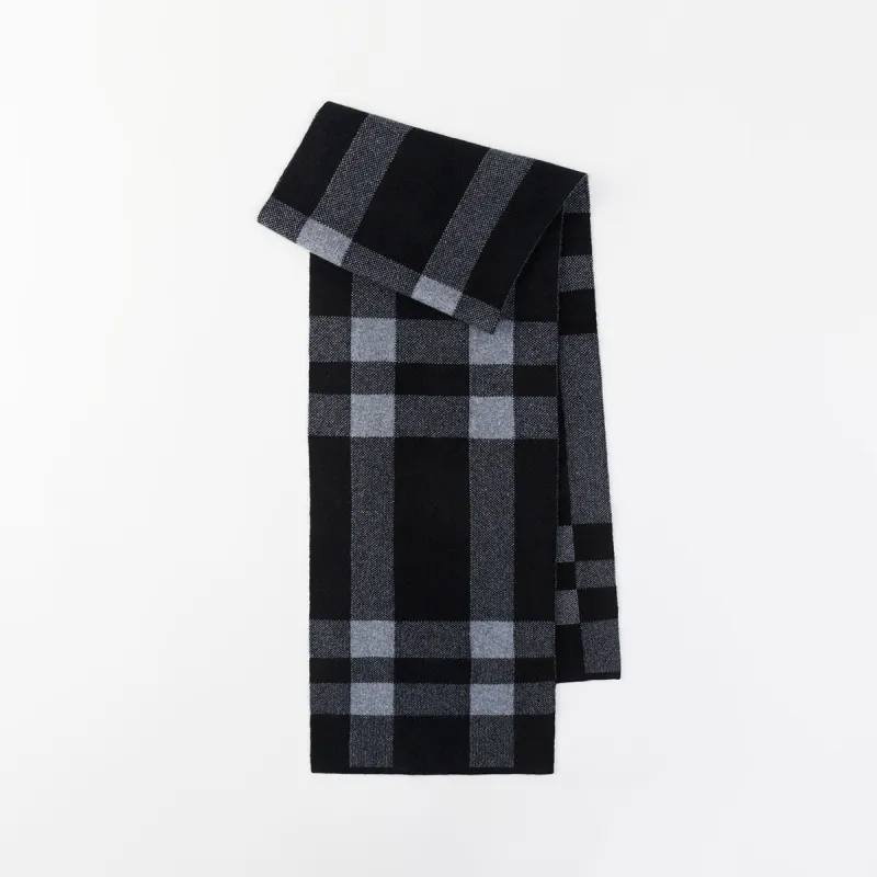 NAVIGARE Sheep Wool Knit Scarves Unisex Robin Gray Dark Rock Gray/Black-7