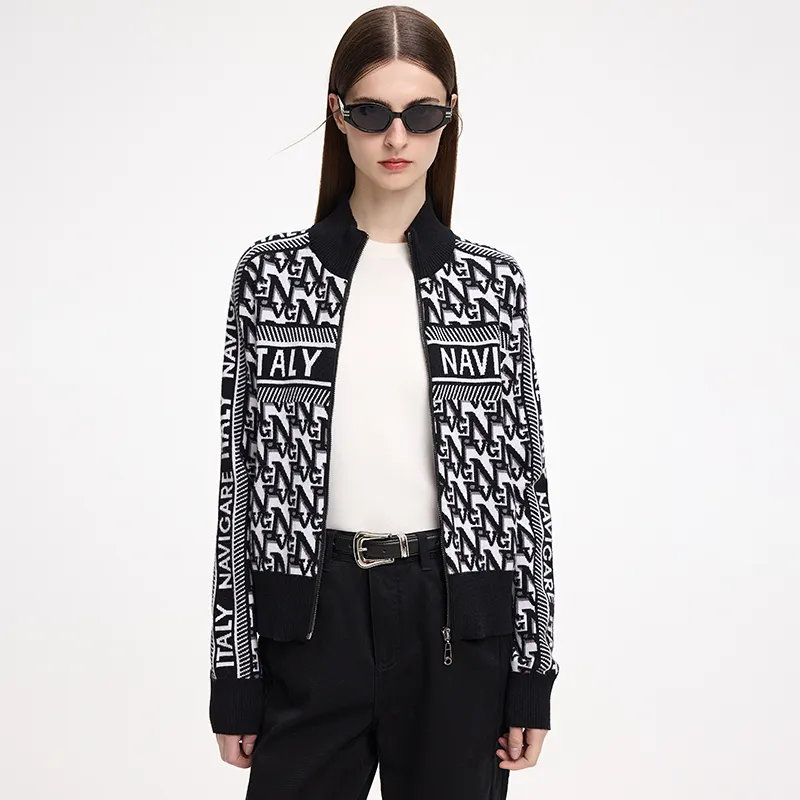 NAVIGARE Knitwear Women's Dark Night Black White-4