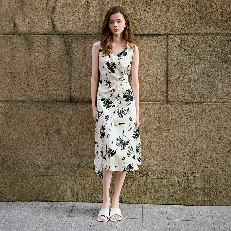 NAVIGARE Sleeveless Dress Women's Frost Apricot Black-2