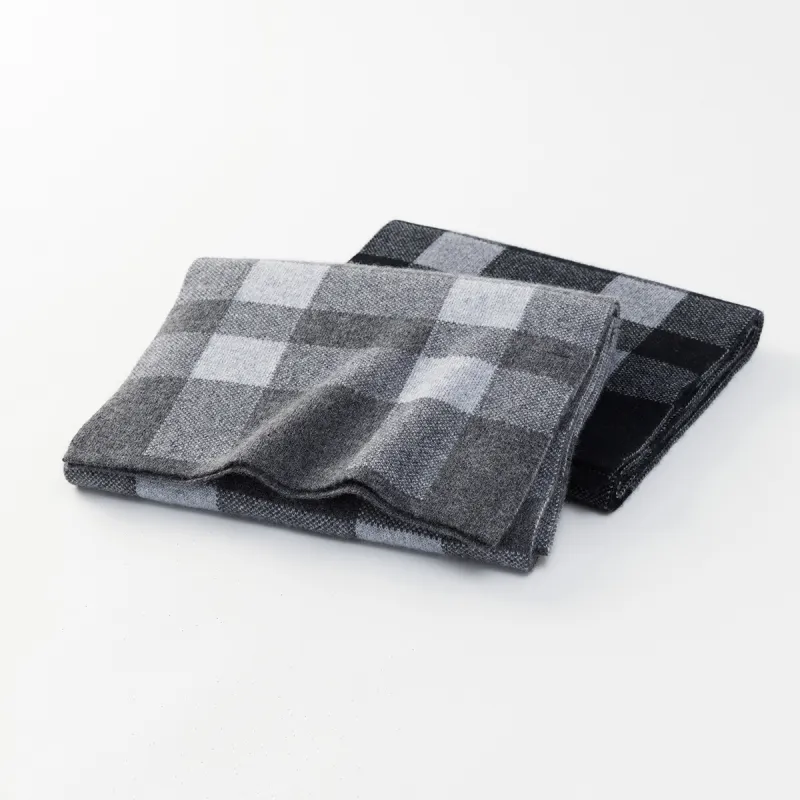 NAVIGARE Sheep Wool Knit Scarves Unisex Robin Gray Dark Rock Gray/Black-1
