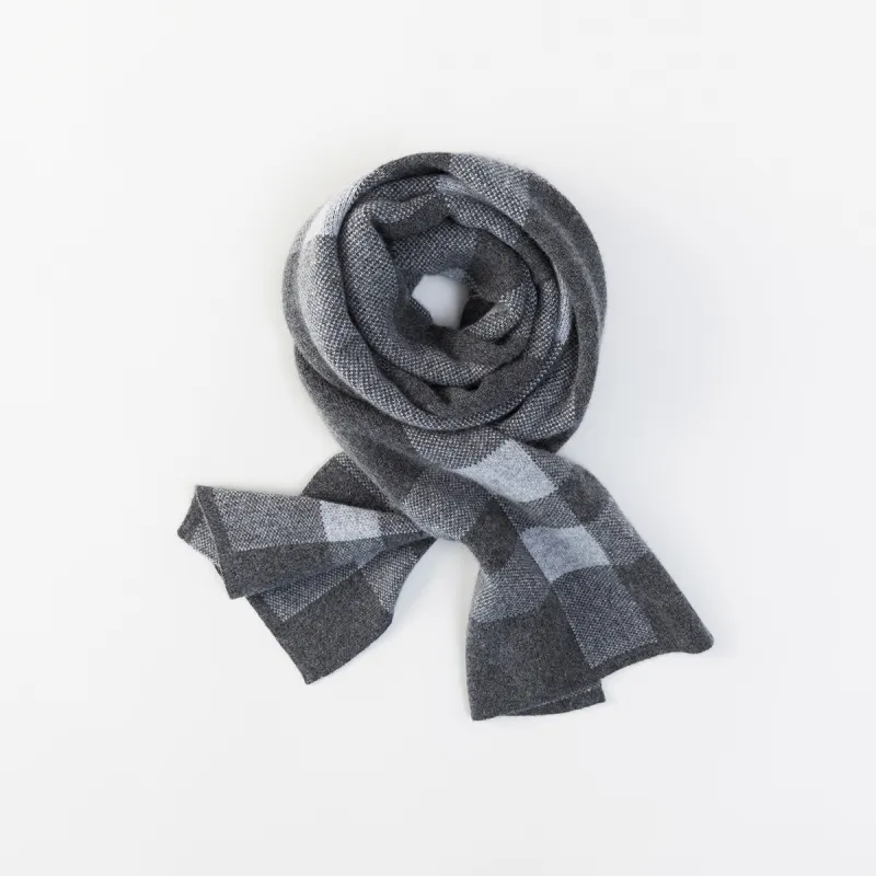 NAVIGARE Sheep Wool Knit Scarves Unisex Robin Gray Dark Rock Gray/Black-2
