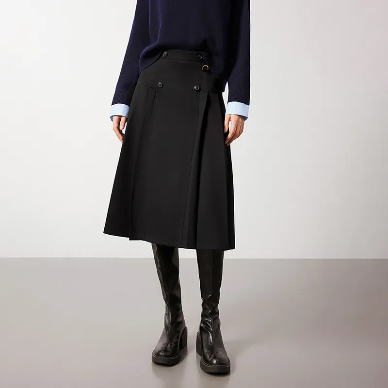 NAVIGARE Casual Long Skirt Women's Night Black-2