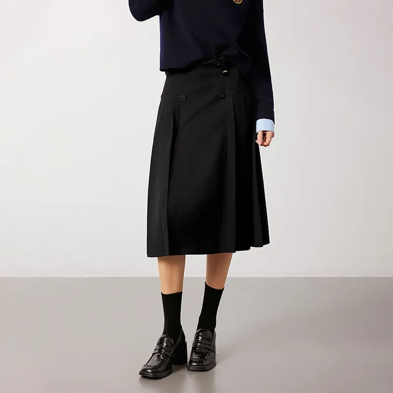 NAVIGARE Casual Long Skirt Women's Night Black-3