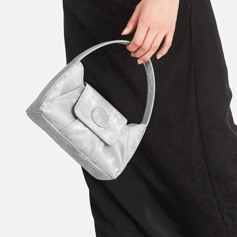 ONE TIME Synthetic Leather Shoulder Bag, Crossbody Bag, Handbag Women's Silver Gray/Black-2
