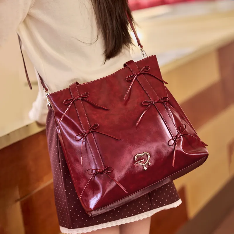 ONE TIME Synthetic Leather Bowknot Sweetheart Tote Bag Shoulder Bag Regular Women's Multicolor-4