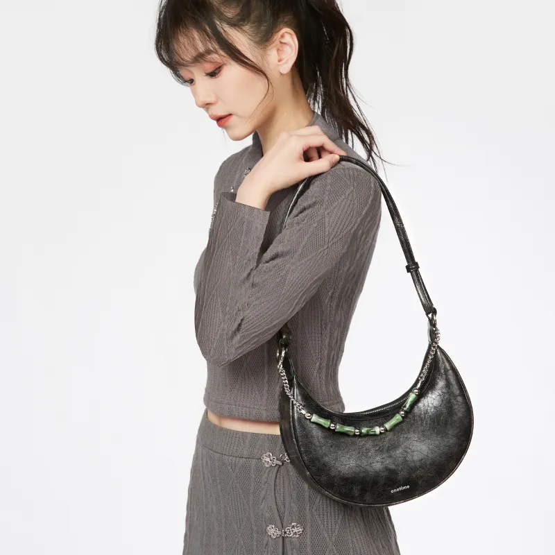ONE TIME Synthetic Leather Crossbody Bag, Shoulder Bag Regular Women's Black-2