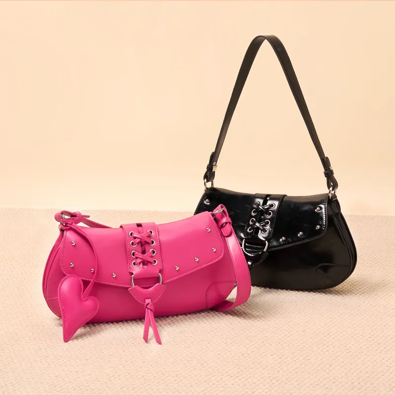 ONE TIME Synthetic Leather Shoulder Bag Trumpets Women's Pink Guava/Black-7
