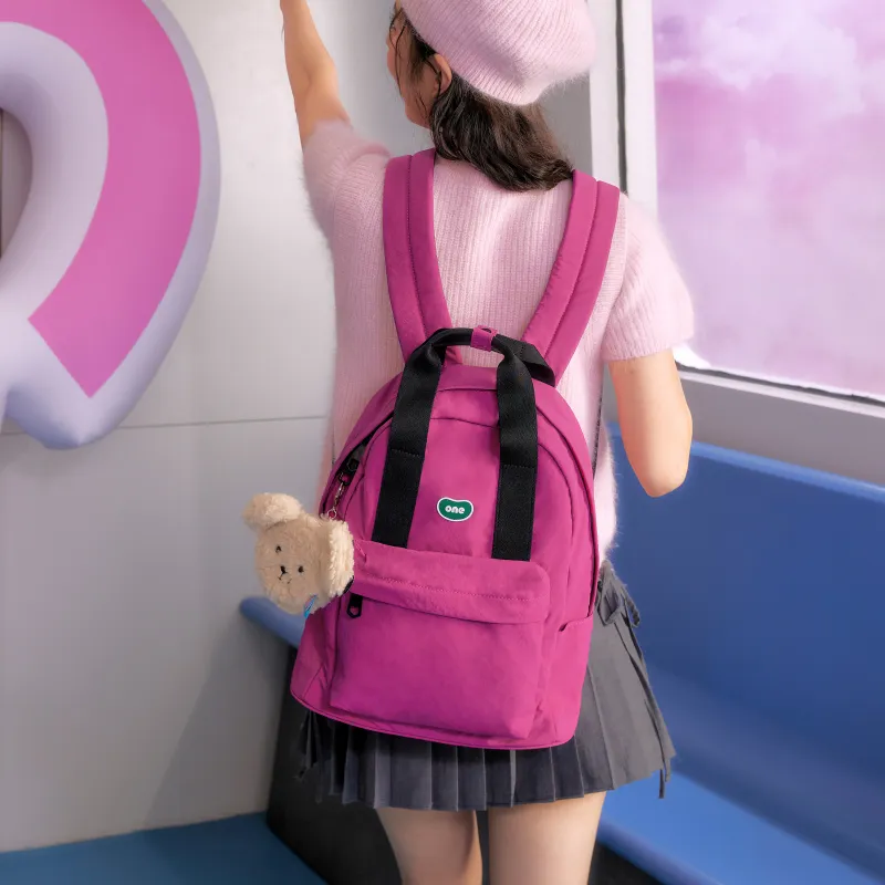 ONE TIME Nylon Backpack Women's Dragon Fruit/Honey Brown-2