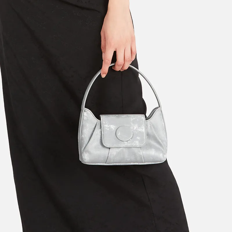ONE TIME Synthetic Leather Shoulder Bag, Crossbody Bag, Handbag Women's Silver Gray/Black-3