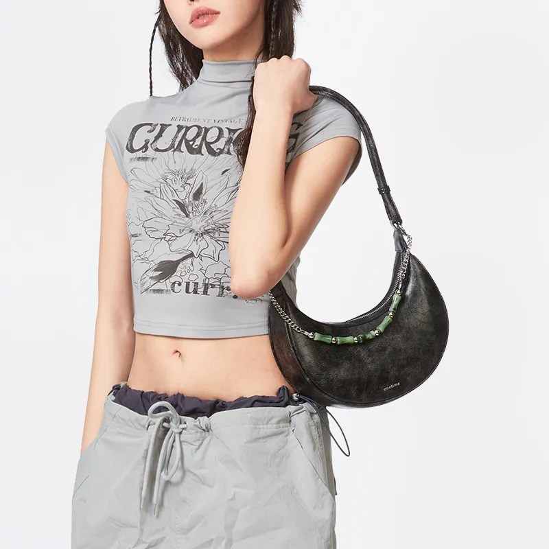 ONE TIME Synthetic Leather Crossbody Bag, Shoulder Bag Regular Women's Black-4