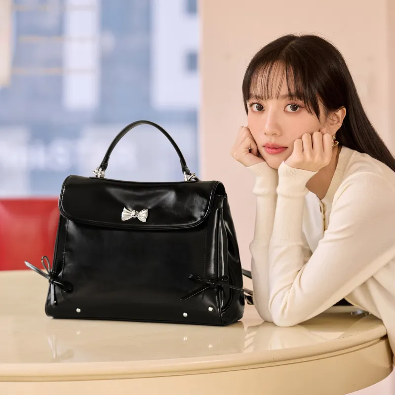 ONE TIME Synthetic Leather Backpack Regular Women's Cherry Blossom Pink/Black-3