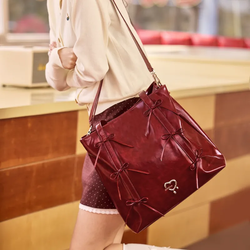 ONE TIME Synthetic Leather Bowknot Sweetheart Tote Bag Shoulder Bag Regular Women's Multicolor-3