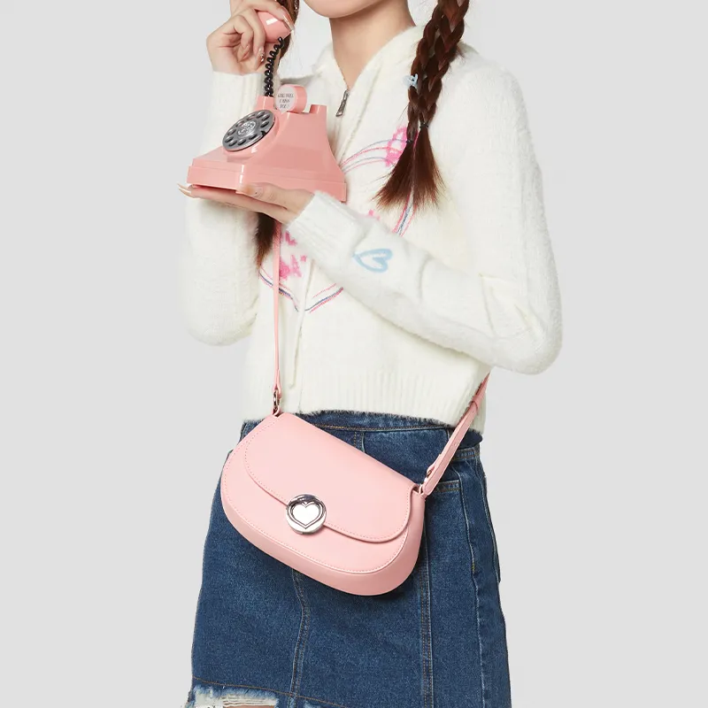 ONE TIME Synthetic Leather Crossbody Bag, Shoulder Bag Women's Cherry Blossom Pink/Red-2