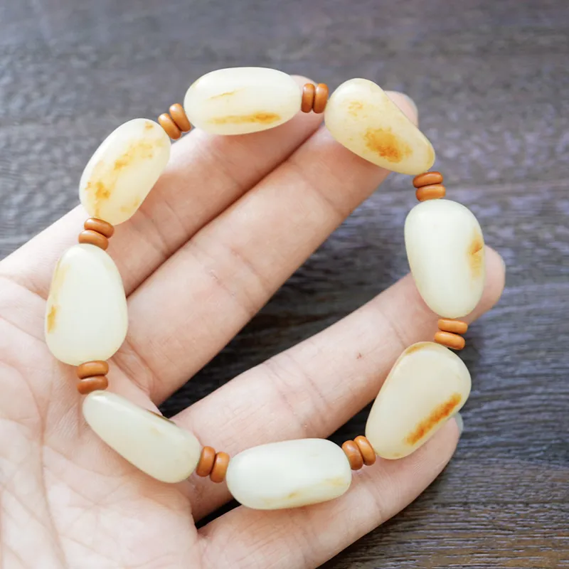Seven Little Craftsmen Bracelets Pale Greenish White Jade Unisex-5