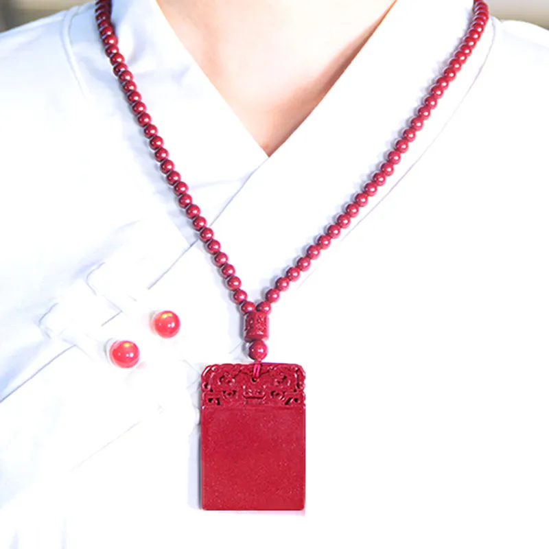 Seven Little Craftsmen Reconstructed Cinnabar Jade Pendants Unisex-1