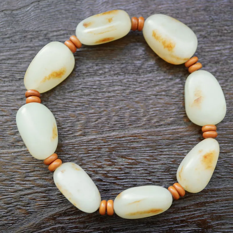 Seven Little Craftsmen Bracelets Pale Greenish White Jade Unisex-10