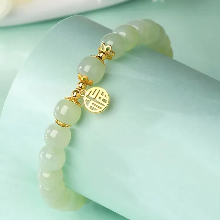 Seven Little Craftsmen Hetian Jade Bracelets Women's Pale Greenish White Jade-2