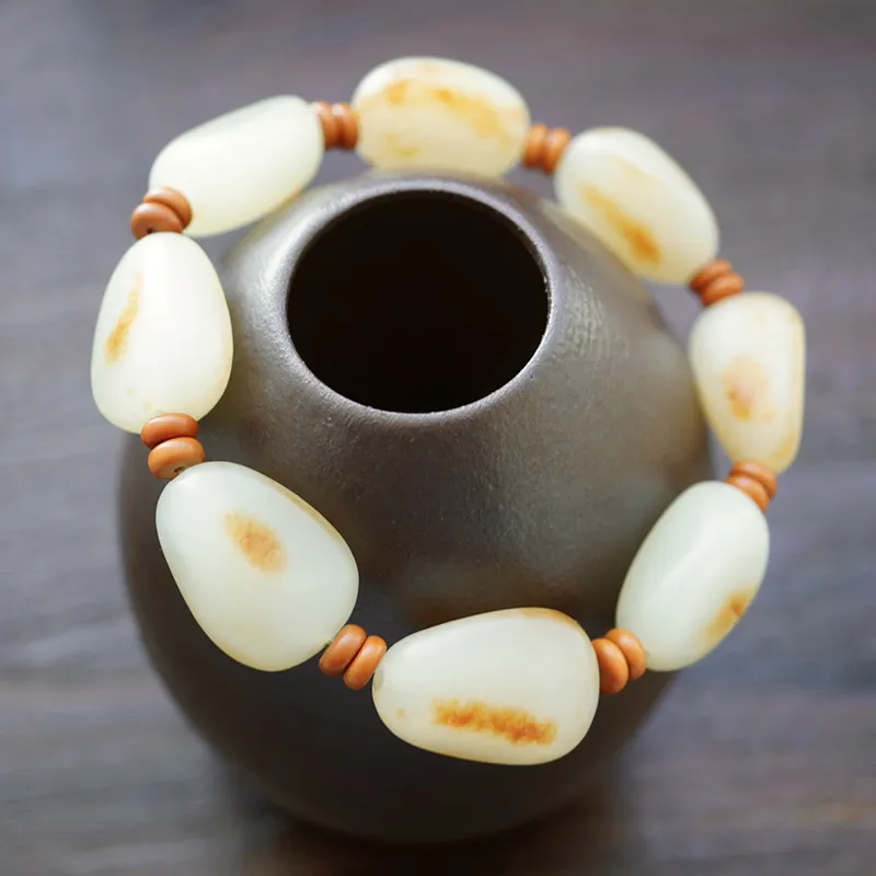 Seven Little Craftsmen Bracelets Pale Greenish White Jade Unisex-2
