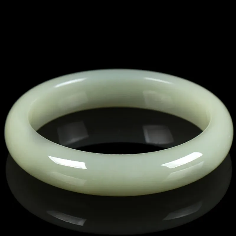 Seven Little Craftsmen Hetian Jade Bangles Pale Greenish White Jade Women's-4