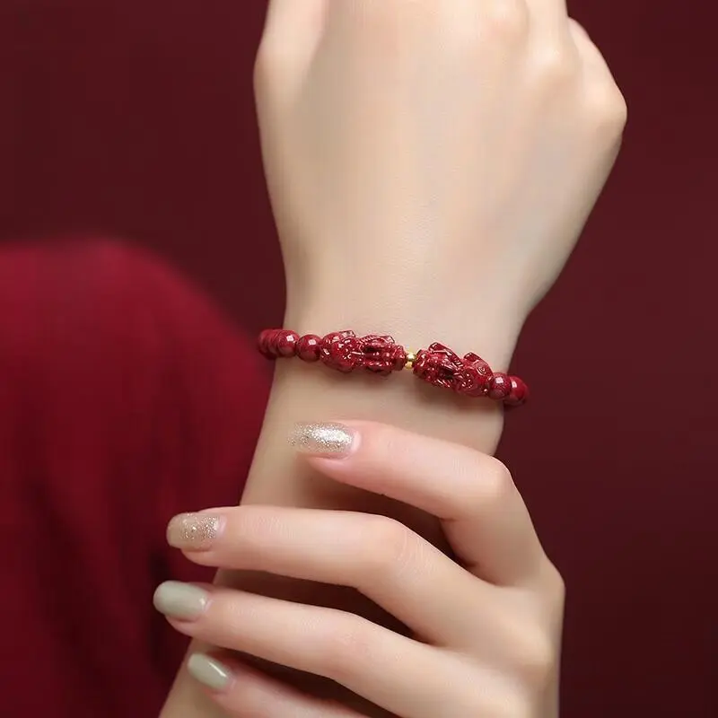Seven Little Craftsmen Reconstructed Cinnabar Bracelets Women's-3