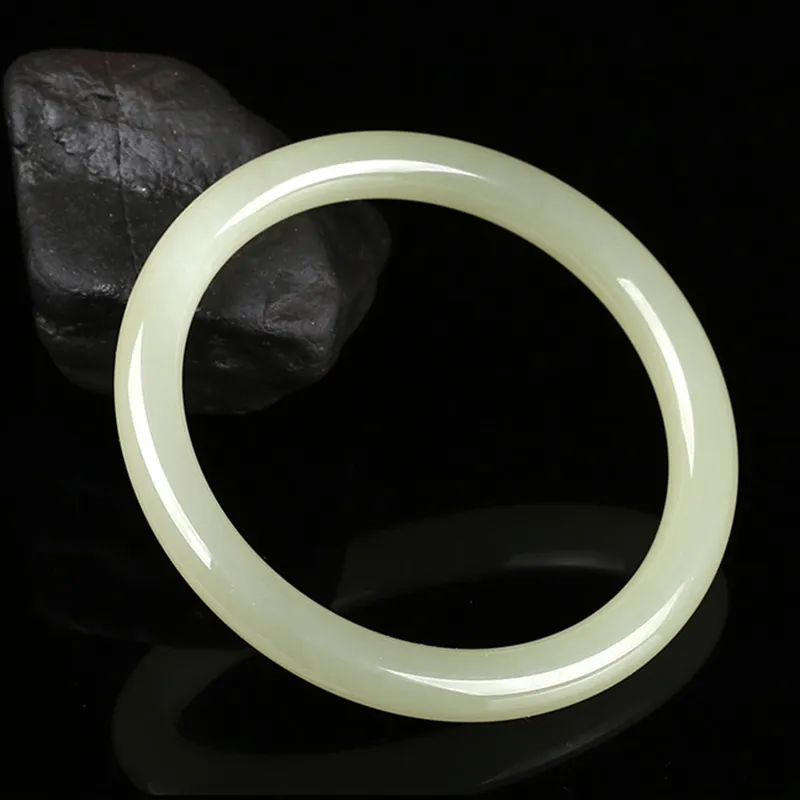 Seven Little Craftsmen Hetian Jade Bangles Pale Greenish-White Jade Women's-2