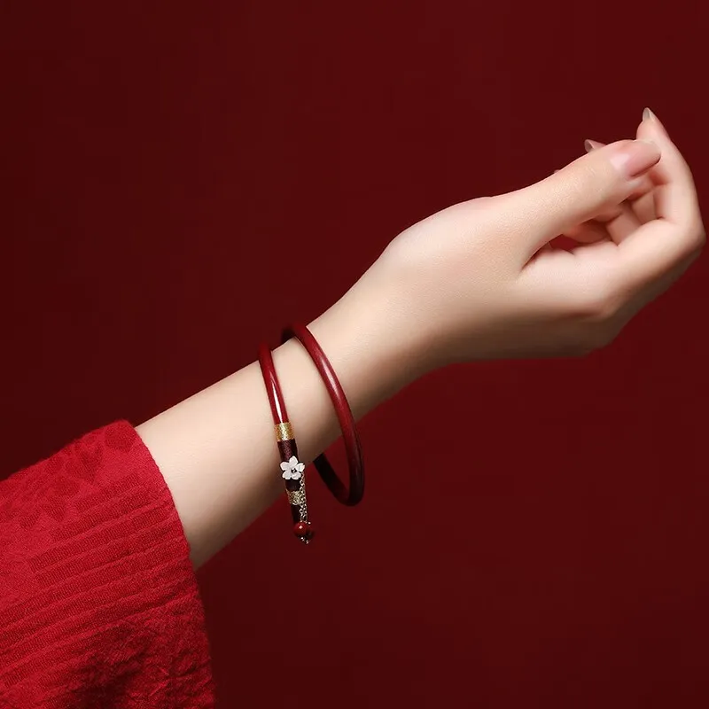 Seven Little Craftsmen Reconstructed Cinnabar Jade Bangles Women's-4