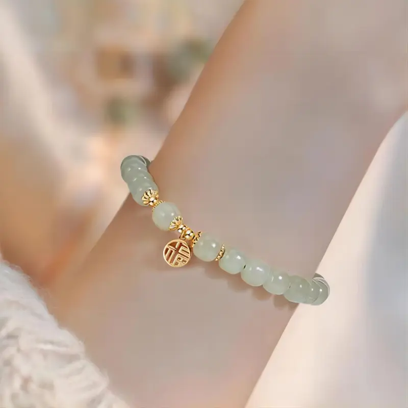 Seven Little Craftsmen Hetian Jade Bracelets Women's Pale Greenish White Jade-3
