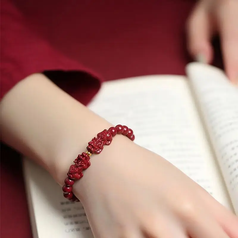 Seven Little Craftsmen Reconstructed Cinnabar Bracelets Women's-2