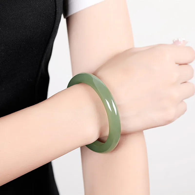 Seven Little Craftsmen Hetian Jade Bangles Green Jade Women's-1