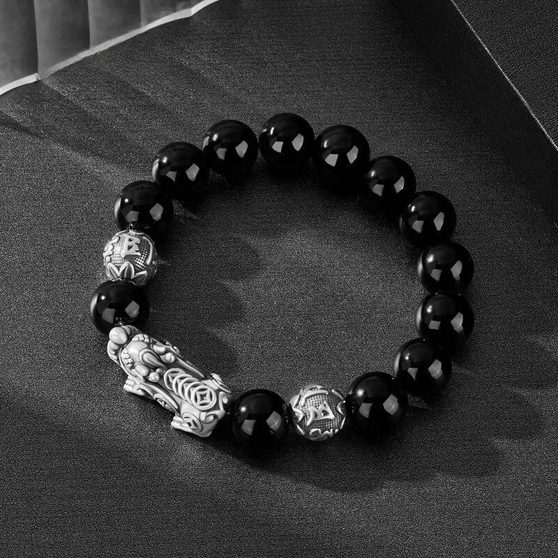 Seven Little Craftsmen Obsidian Jade Bracelets Men's-3
