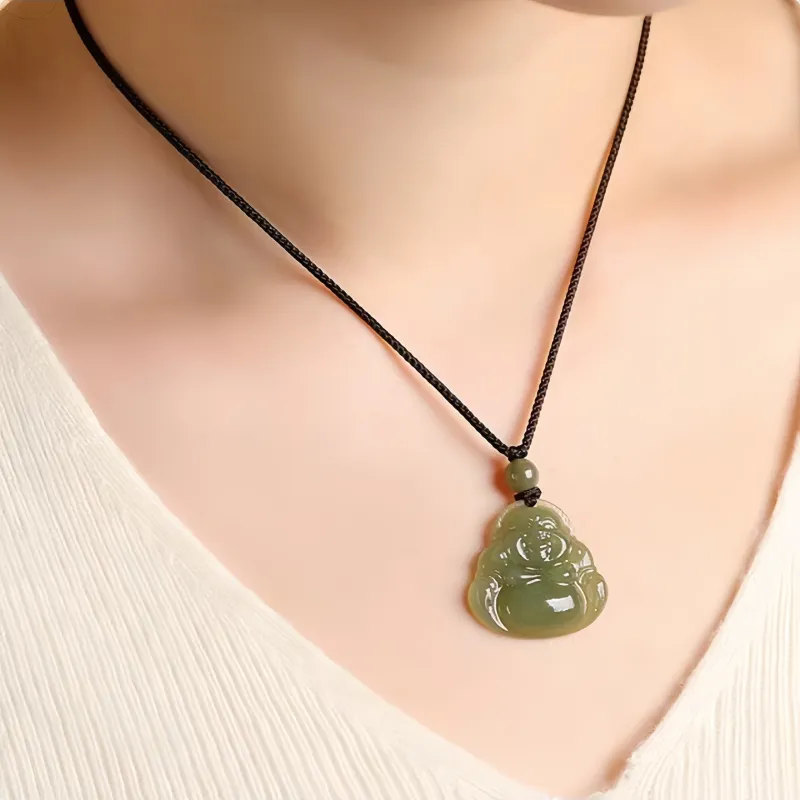 Seven Little Craftsmen Hetian Jade Necklaces Green Jade Unisex-1