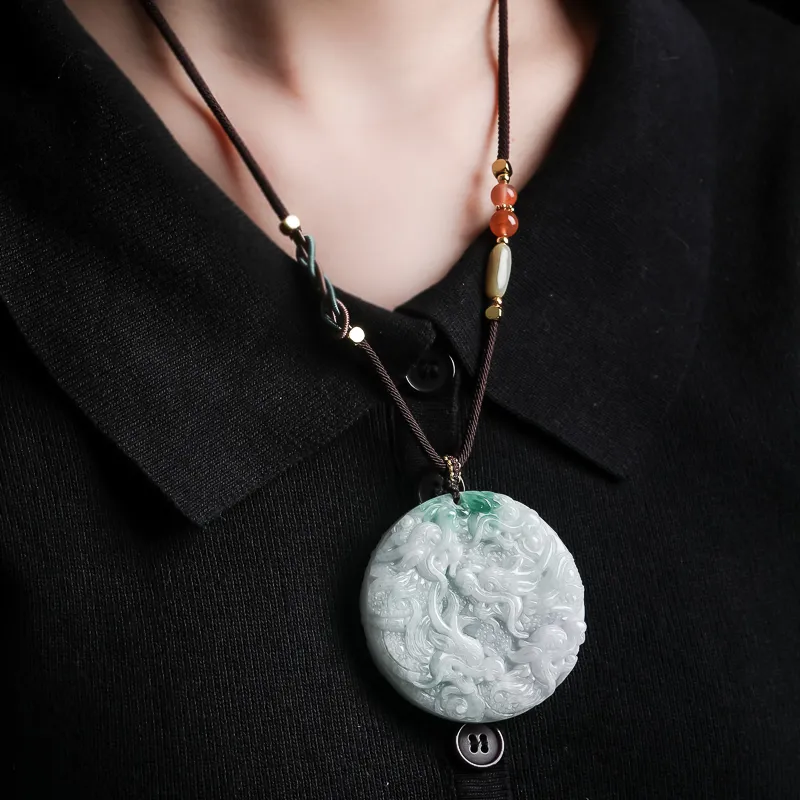 Seven Little Craftsmen Bean Type Jadeite Pendants Unisex-2