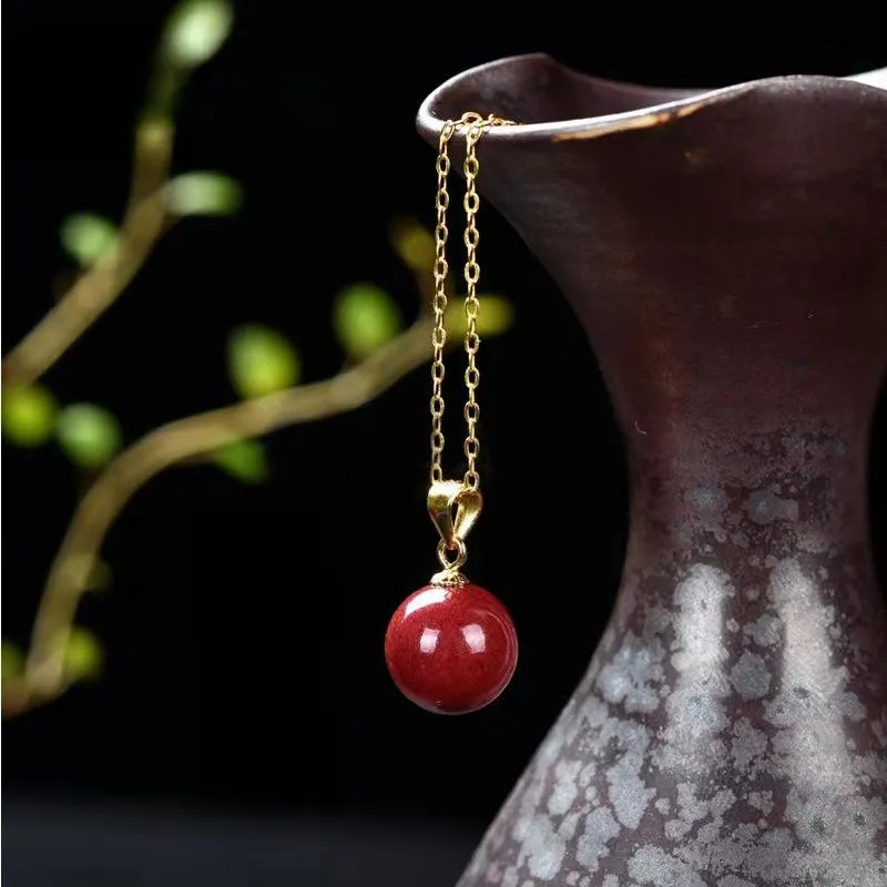 Seven Little Craftsmen Reconstructed Cinnabar Jade Pendants Women's-1