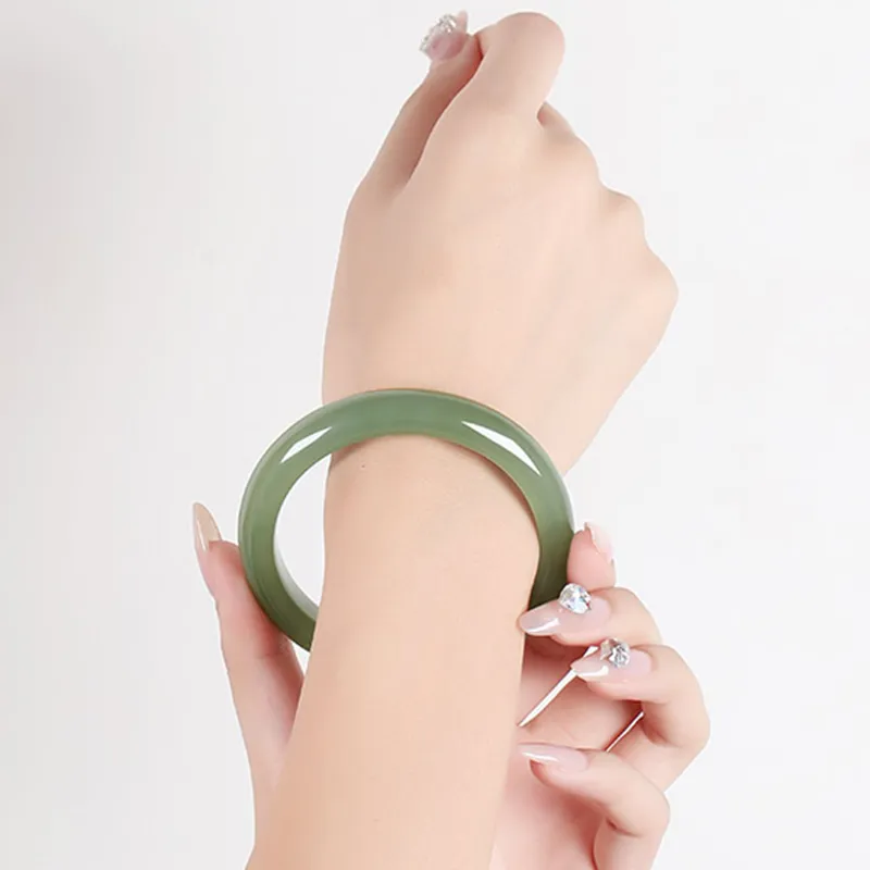Seven Little Craftsmen Hetian Jade Bangles Green Jade Women's-2