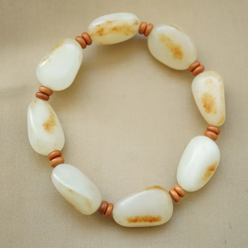 Seven Little Craftsmen Bracelets Pale Greenish White Jade Unisex-3