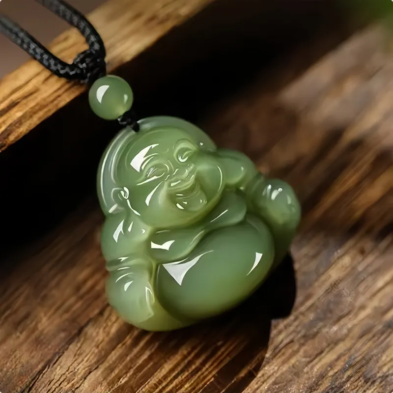 Seven Little Craftsmen Hetian Jade Necklaces Green Jade Unisex-5