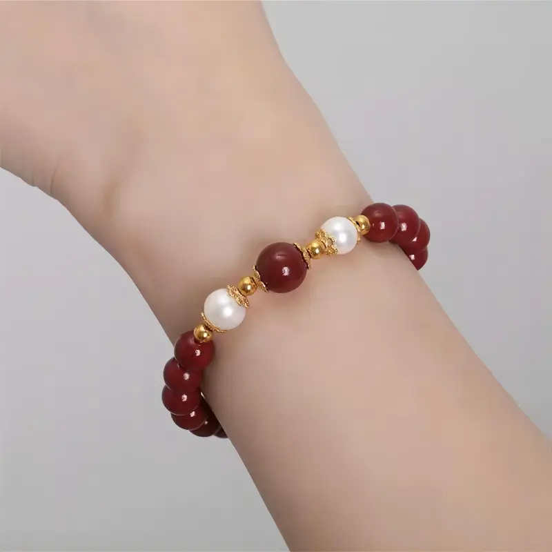 Seven Little Craftsmen Reconstructed Cinnabar Jade Bracelets Unisex-1