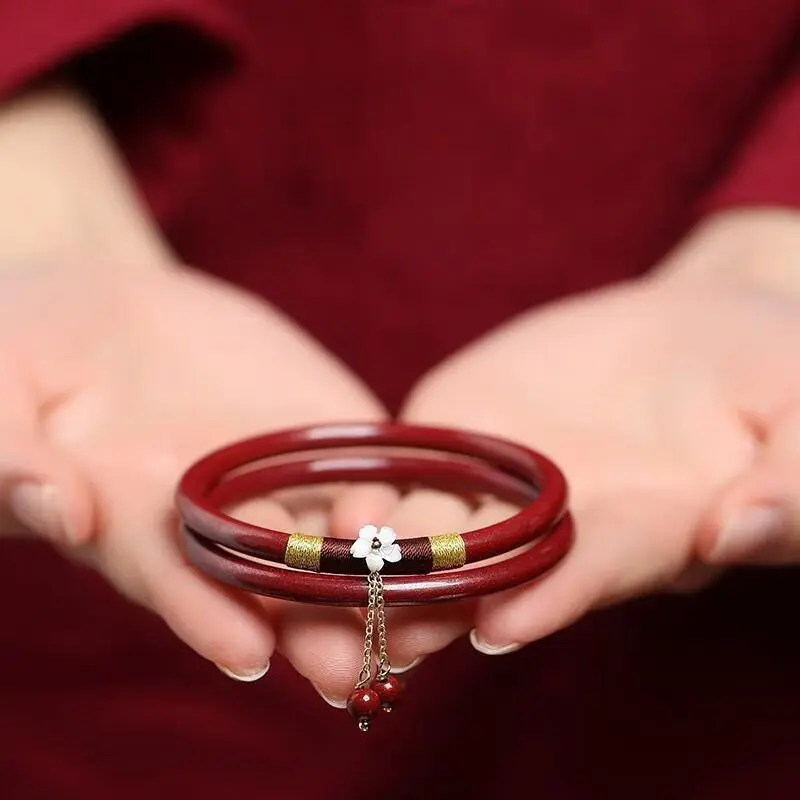 Seven Little Craftsmen Reconstructed Cinnabar Jade Bangles Women's-2