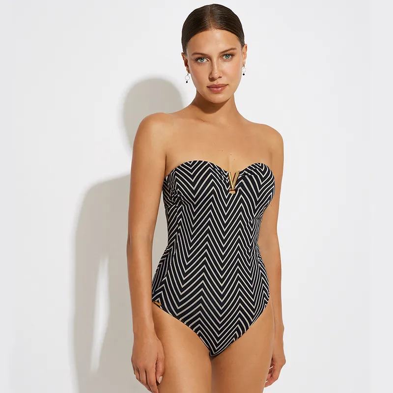 Selmark One piece Swimsuit Women's Black-2