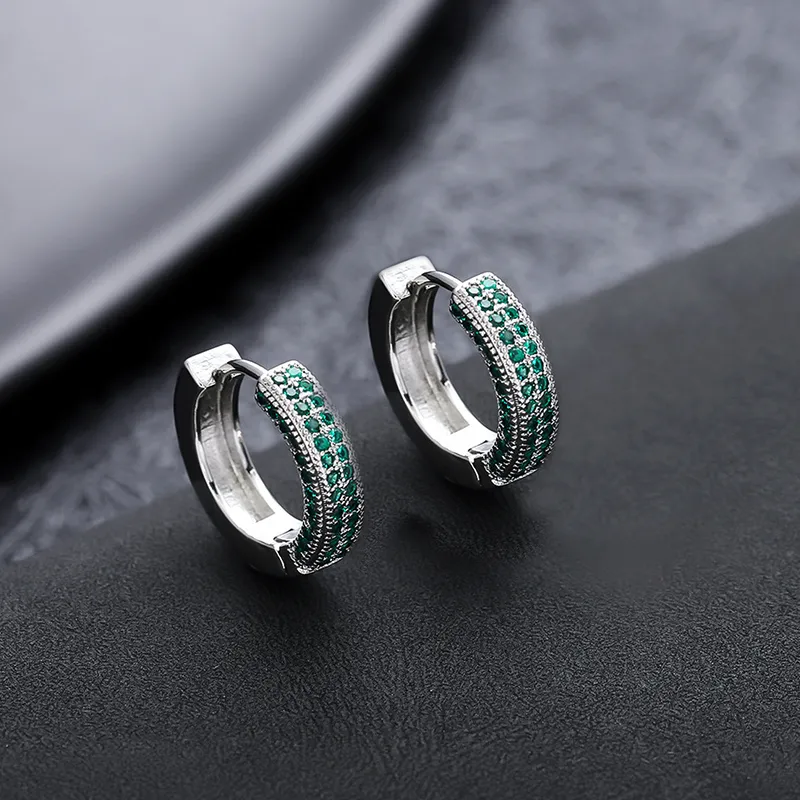 ATPLAY Silver Plated Copper Earrings Unisex Green-3