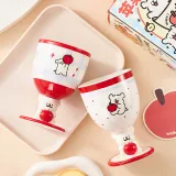 Checkered Pattern-Apple Puppy Stemmed Glass