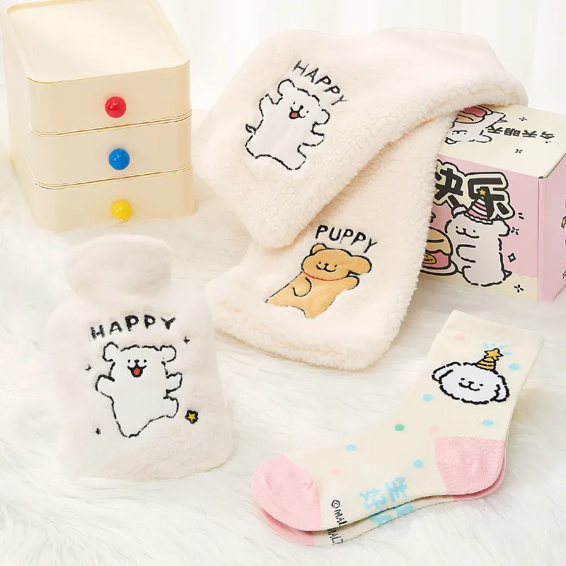 YANCANG x Line Puppies Scarf With Warm Water Bag, Socks, High Value Practicality, Bestie Friend, Creative Accessory-2