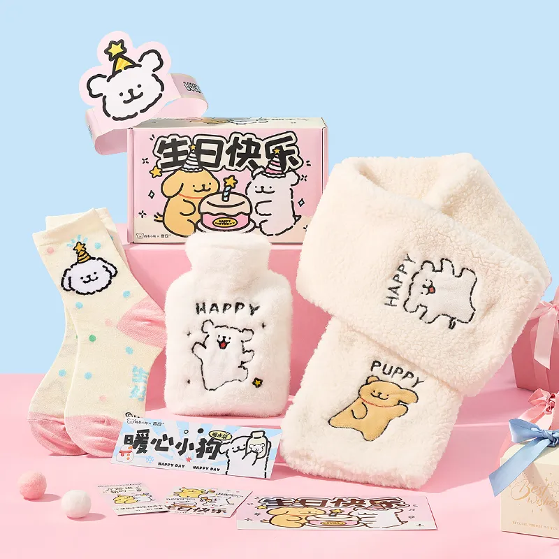YANCANG x Line Puppies Scarf With Warm Water Bag, Socks, High Value Practicality, Bestie Friend, Creative Accessory-4