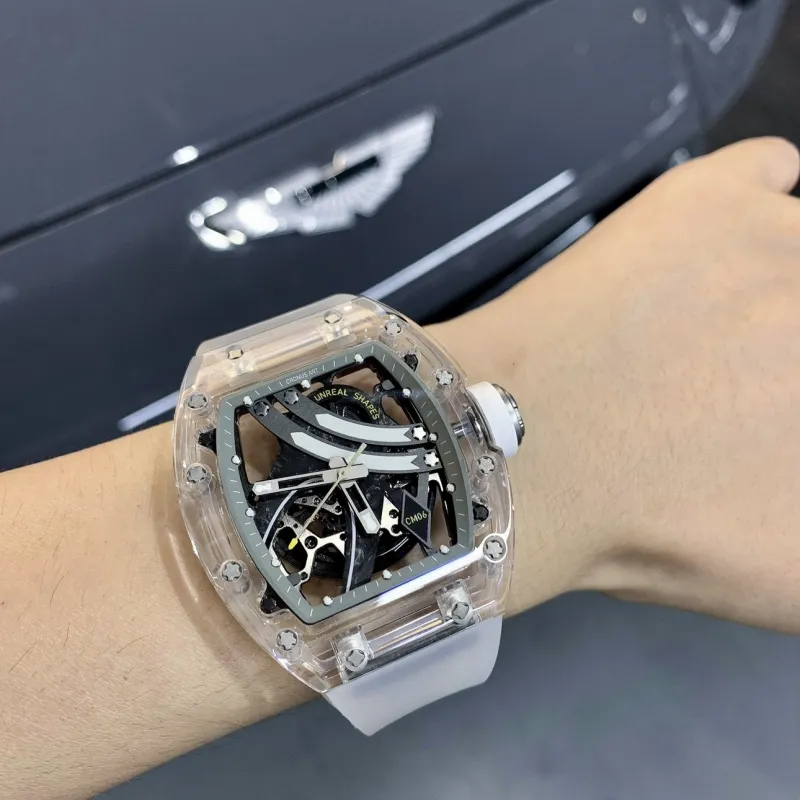 CRONUSART Crystal Fantasy Automatic Mechanical Movement Eco Friendly Fluoroelastomer Strap Watch Unisex Cut Out Dial-1