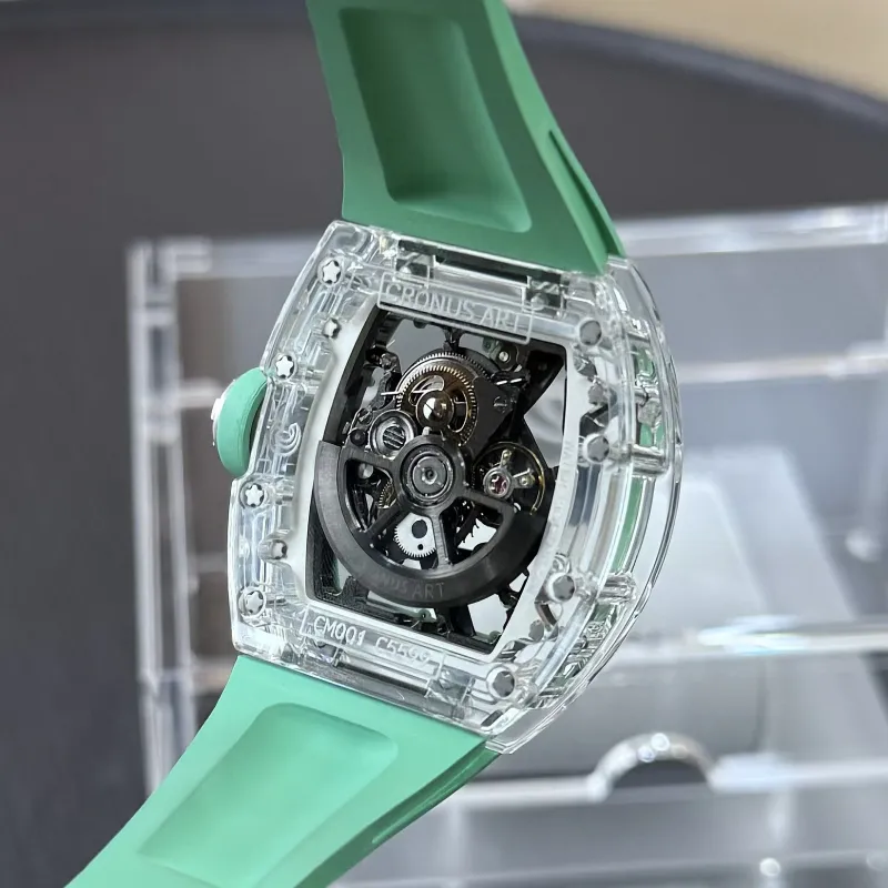 CRONUSART Crystal Fantasy Automatic Mechanical Movement Eco Friendly Fluoroelastomer Strap Watch Unisex Cut Out Dial-29