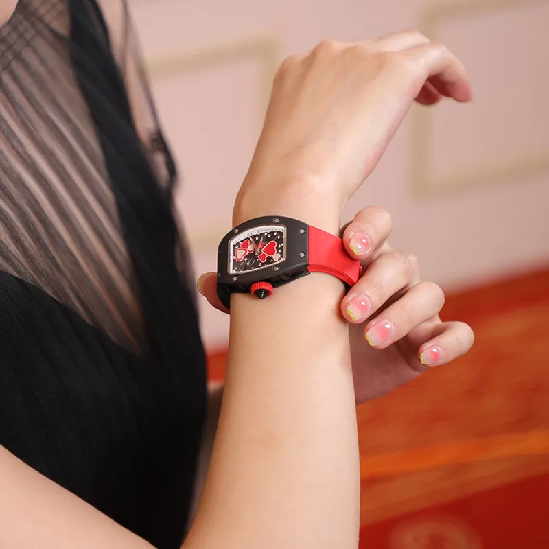 CRONUSART Ceramic Women's Watch Automatic Mechanical Movement Rubber Strap Watch Women's Watch Black Dial-9